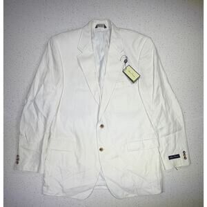 Alan Flusser Men Linen Blazer 44L NWT White Summer Sport Coat Lightweight Jacket